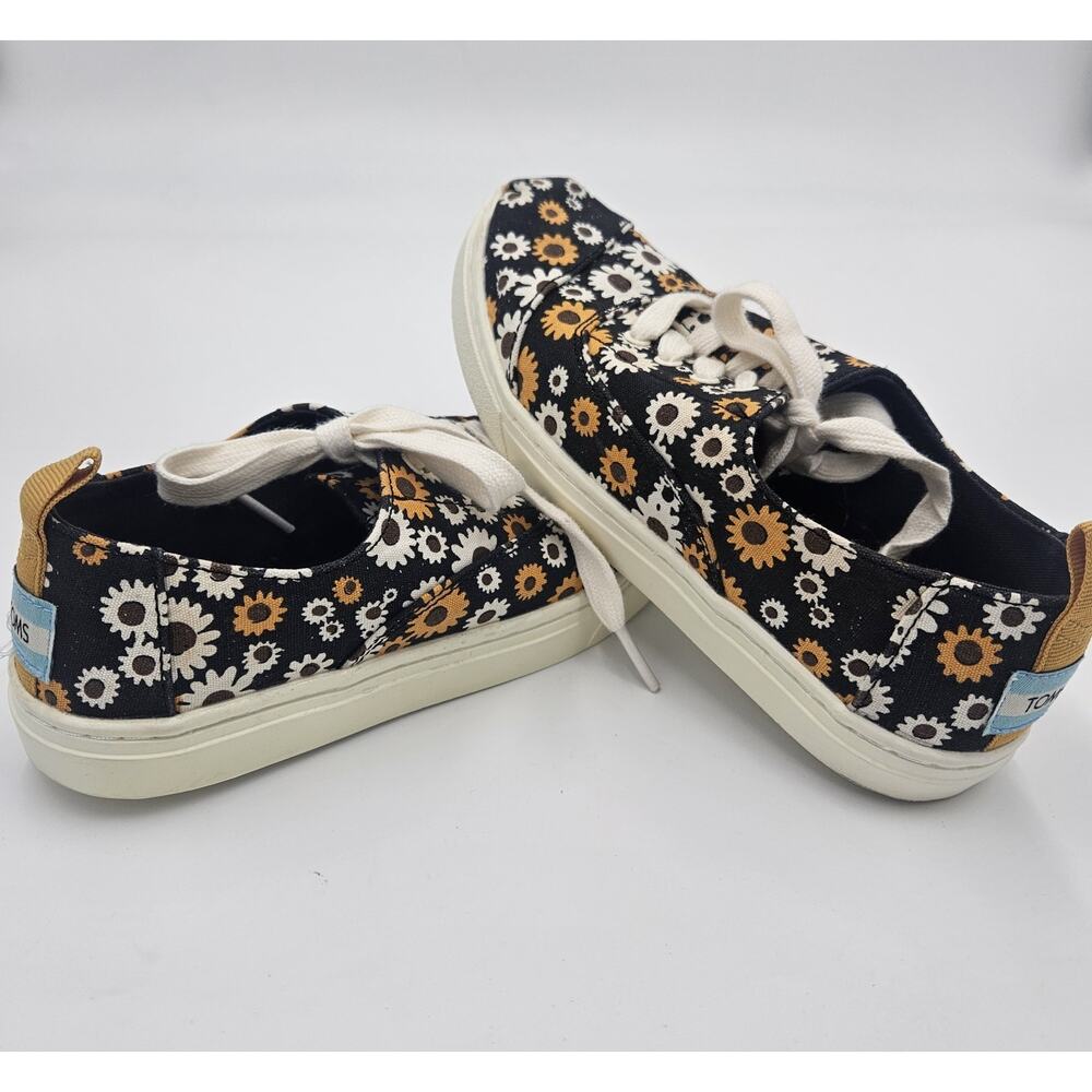 Toms Youth 2 Girls Cordones Cupsole Black Sun Daisy Sneaker Recycled Fairygoth